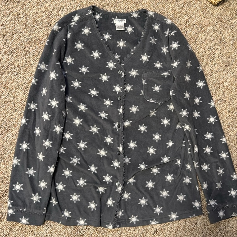 Croft & Barrow Snowflake fleece pajama long sleeve set - Picture 2 of 5